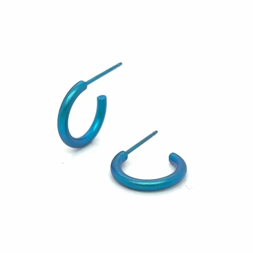 Small Round Kingfisher Blue Hoop Earrings